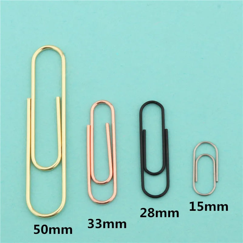 High Quality Golden Notebook Bookmark binder Paperclips Accessories Paper Clips Binding Office Stationary Supplies