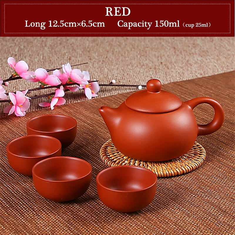 150ml Zisha Kung Fu Tea Set Yixing Teapot Handmade Tea Pot Cup SetCeramic Chinese Tea Ceremony 4 Cups Set 25ml