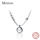 Modian Authentic 925 Sterling Silver Coin Engraved Lucky Little Ball Pendant Necklace for Women Chokers Necklace Fine Jewelry