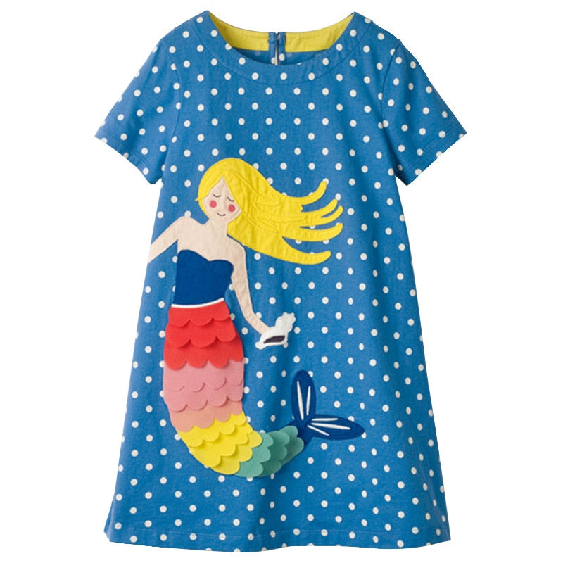 VIKITA Kids Summer Dress for Girls Toddlers Cotton Dresses Children Sequins Vestidos Girls Heart Butterfly Cartoon Dress