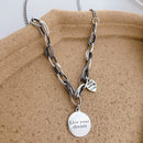 FOXANRY Stamp Thick Chain Necklace INS Fashion Hip Hop Vintage Design LOVE Heart Pendant Thai Silver Party Jewelry