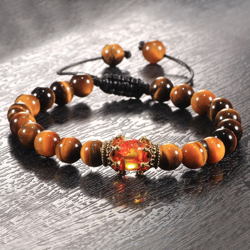 Tiger Eye Beaded Bracelets Bangles Men Braided Rope Healing Balance Yoga Charm Women Natural Stone Buddha Bracelet Adjustable