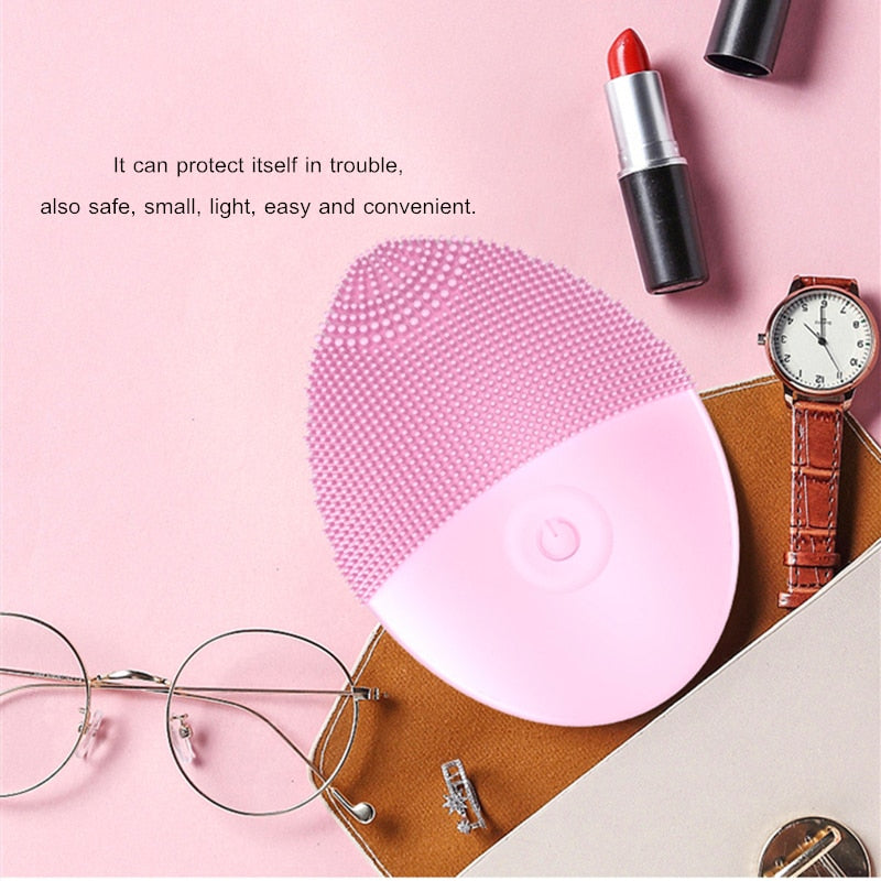 Silicone Electric Facial Cleansing Brush Vibration Face Cleaner Deep Cleaning Pores Face Skin Care Tools Massager Rejuvenation