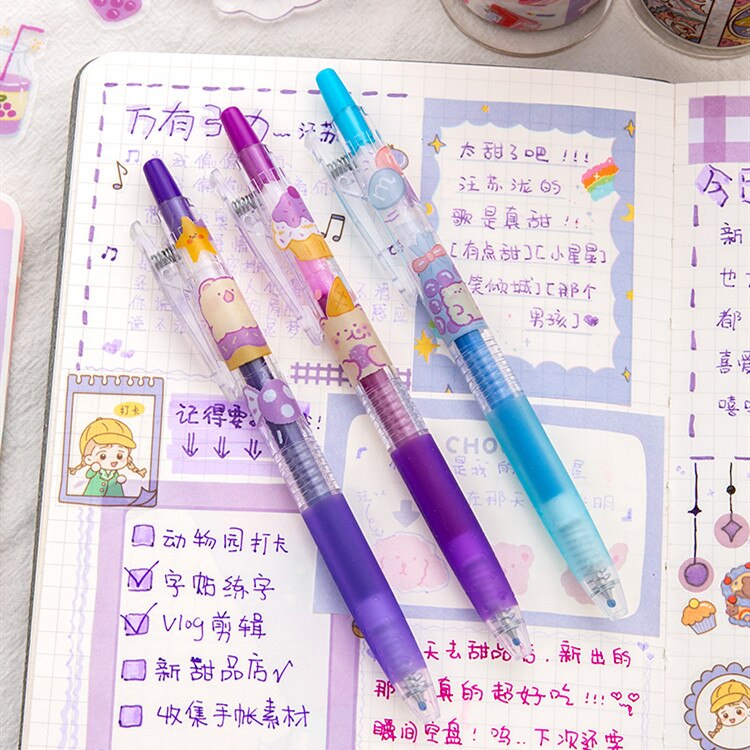 MINKYS 3pcs/lot Creative Candy Color Fruit Juice Pen Set DIY Graffiti Pen Art Drawing Marker Pen For Journal School Stationery