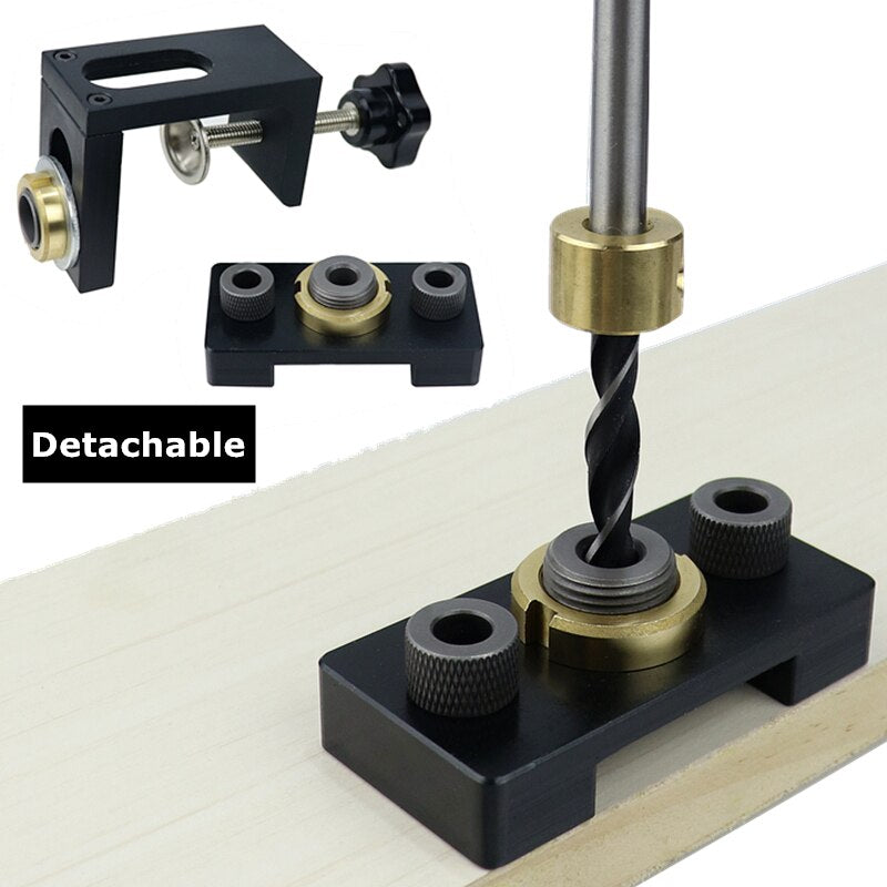 3 in 1 Doweling Jig Kit Pocket Hole Drilling Locator Jig Detachable Drill Guide Puncher Furniture Connecting Woodworking Tools