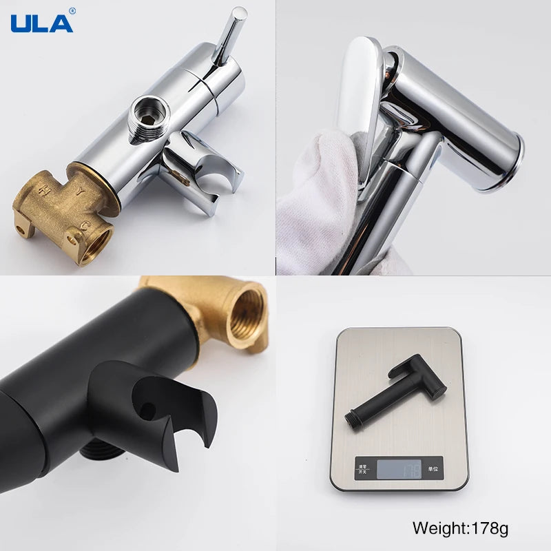 ULA Portable Bidet Sprayer Brass Toilet Bidet Faucet Gold Black Hot Cold Water Bathroom Mixer Shattaf Valve Jet Set shower enema