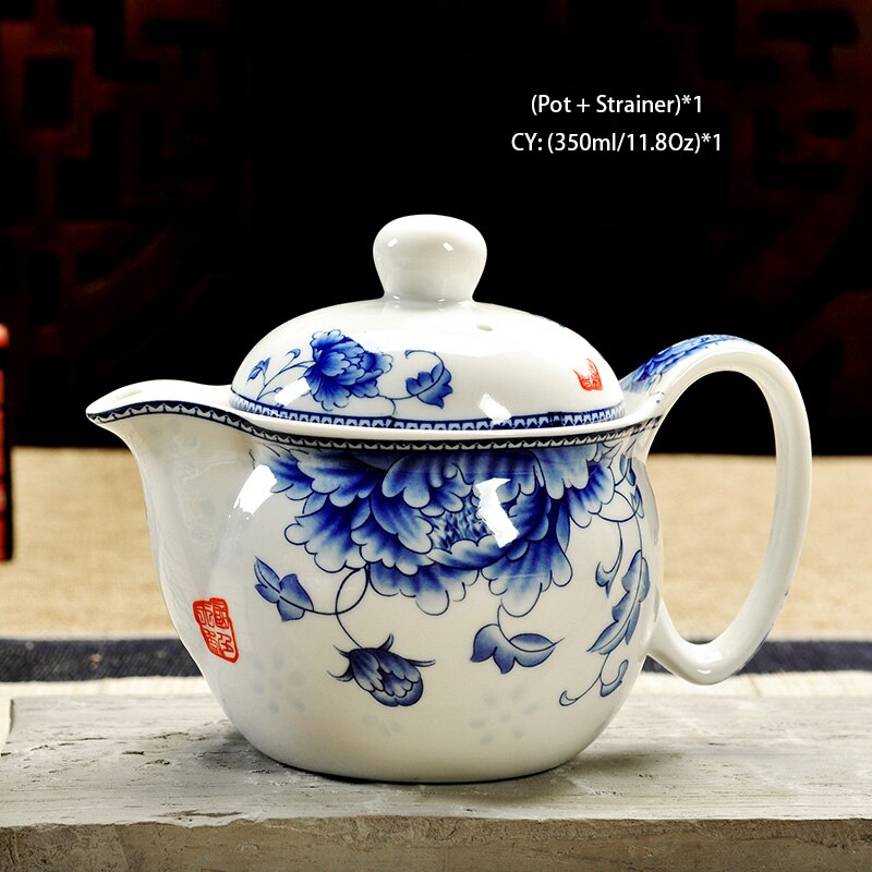Retro Chinese Kung Fu Ceramic Teapot with Strainer Handmade Dragon Flower Puer Tea Pot 350ml Porcelain Samovar Kungfu Teaware