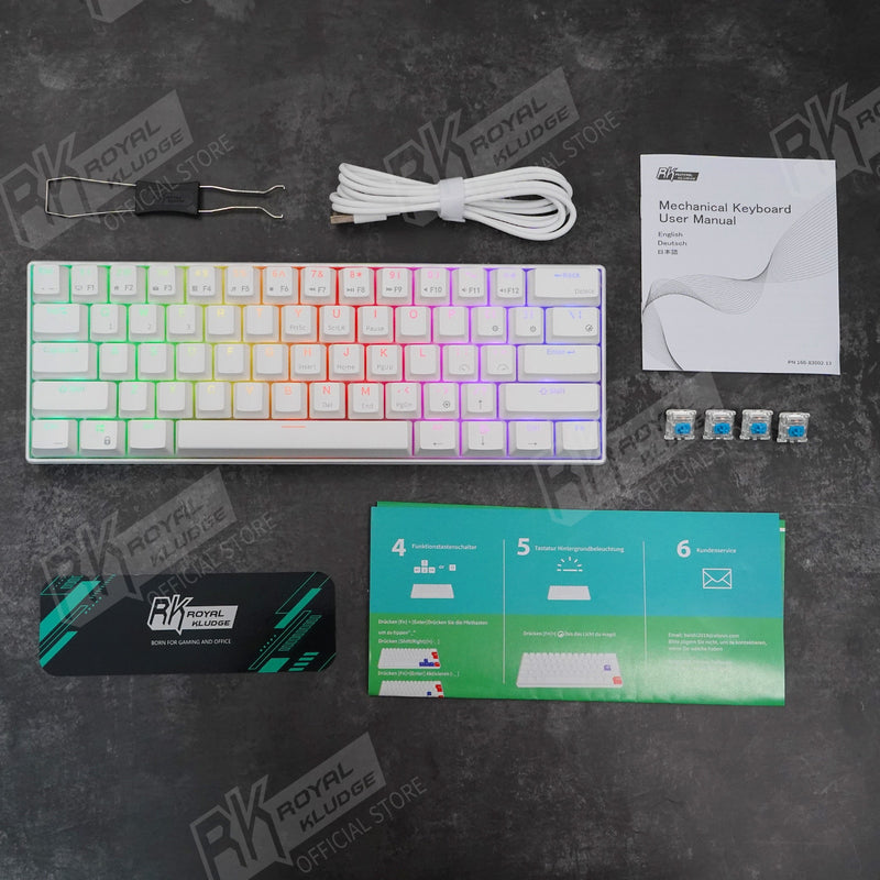 RK61 Wireless Mechanical Keyboard, Bluetooth5.0/2.4Ghz/Wired Tri-Mode Gaming Keyboard, 60% RGB Hot Swappable Gamer Keyboard
