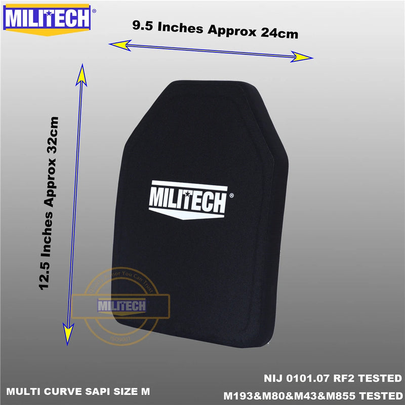 MILITECH SAPI&10x12 Bulletproof Plate NIJ III+ 3+ /NIJ 0101.07 RF2 Alumina&PE Stand Alone One PC Ballistic Panel AK47&SS109&M80