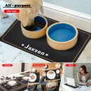 Personalized Pet Feeder Pad Waterproof PU Dog Bowl Mat Free Name Print Placemat Easy Clean For Dogs Cat Kids Drinking Bowls