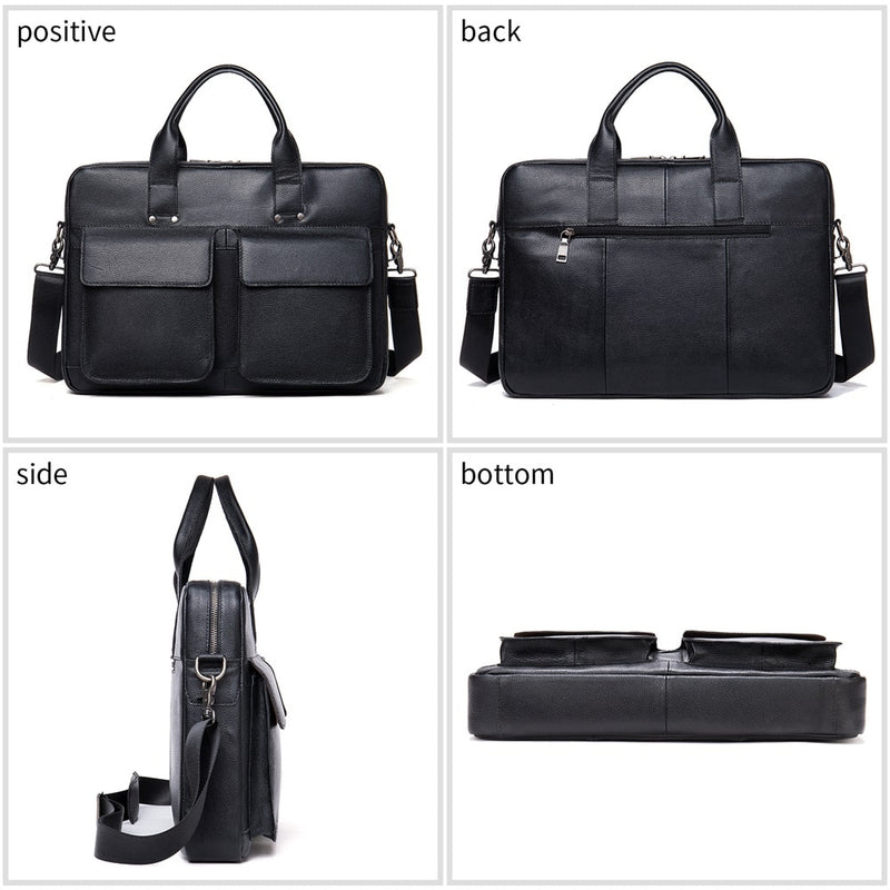 WESTAL 100% Leather Laptop Bag 15.6 Men's Briefcases Genuine Leather Shoulder Bag for Men Handbags Designer Bags for Document A4