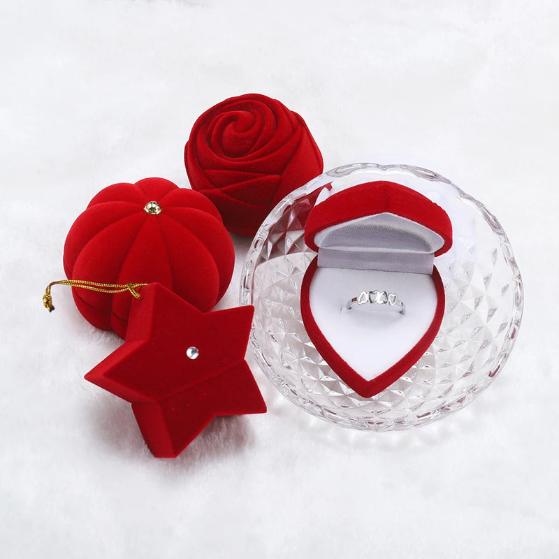 1Pcs Cute Velvet Jewelry Box Container Wedding Ring Box for Earrings Necklace Bracelet Display Gift Box Jewelry Findings Holder