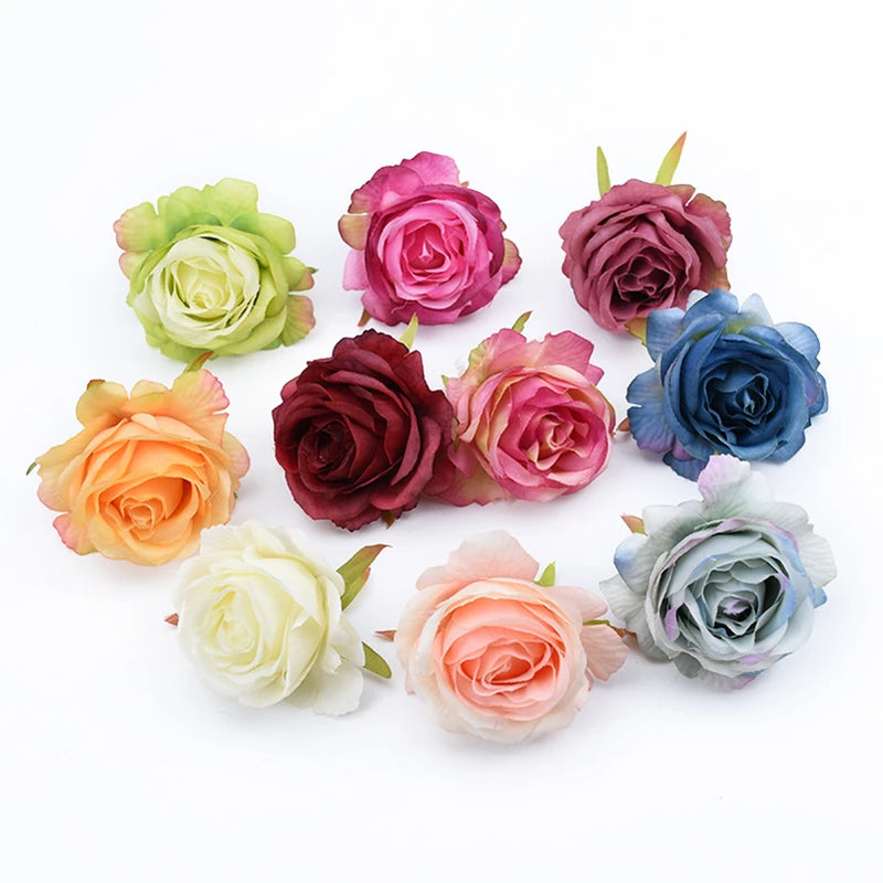 100pcs Artificial Flowers Silk Roses Head Christmas Decorations for Home Wedding Decorative Wall Bridal Accessories Clearance