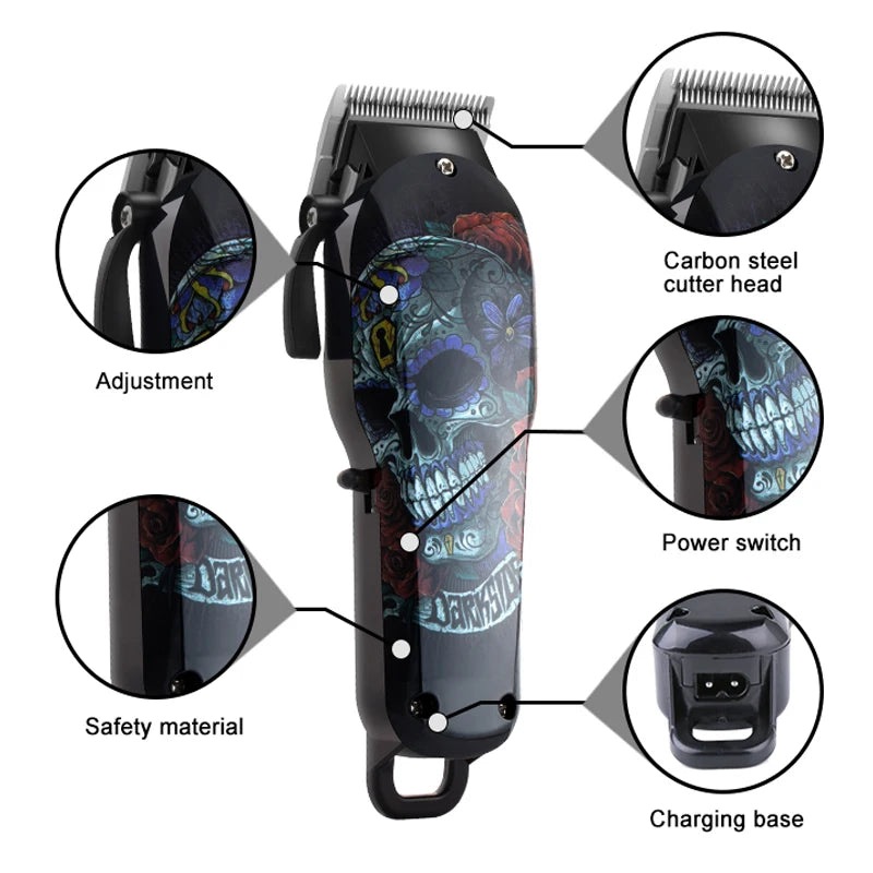 Kemei Cordless hair clipper professional hair trimmer men electric powerful beard hair cutting machine lithium battery 100v-240v