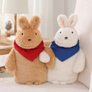 Cute Animal Shape Rubber Hot Water Warmer Bag Winter Warm Plush Fabric Water Injection Hot Water Bottle