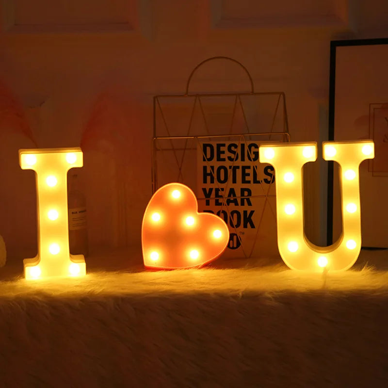 Letter Alphabet LED Lights Luminous Number Lamp Decor Battery Night Light for Home Wedding Birthday Christmas Party Decoration