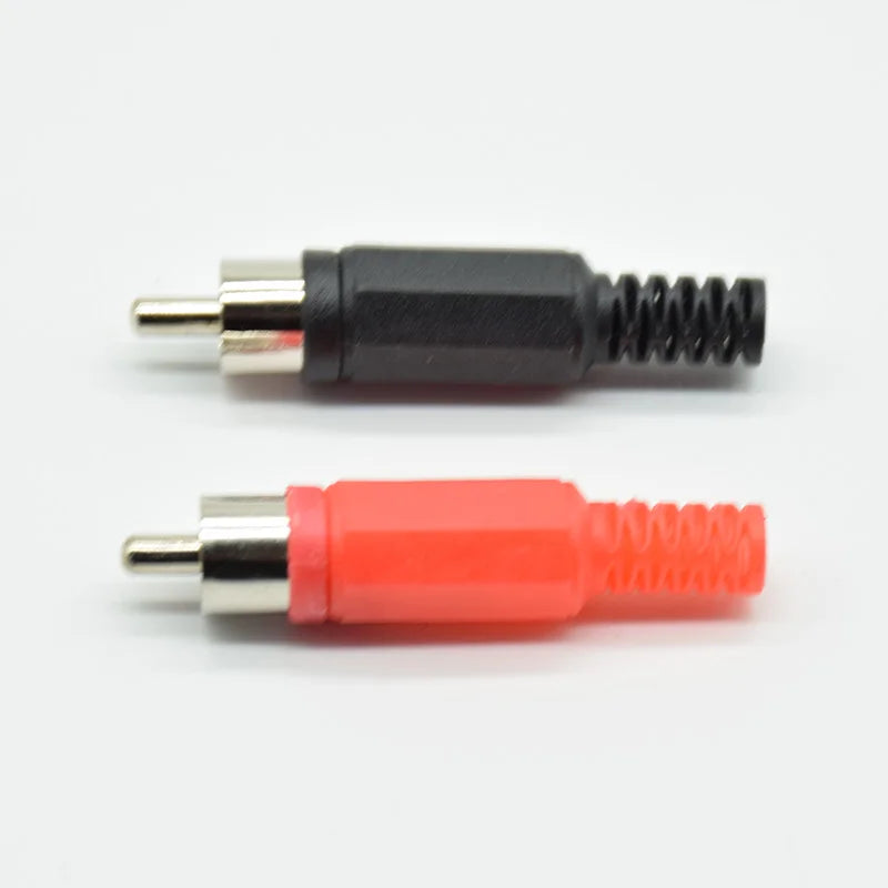 10pcs/lot 5red 5black Plastic lotus audio and video head RCA male welding head AV male plug lotus plug welding connector