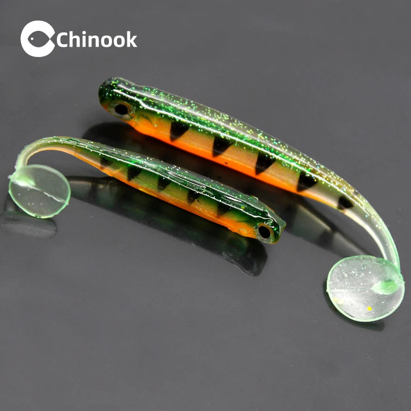 Chinook Soft Bait Lure t-tail 70/90mm 5pcs Wobblers Worm Fishing Silicone Fish Artificial Bait Fishing For Jig Head