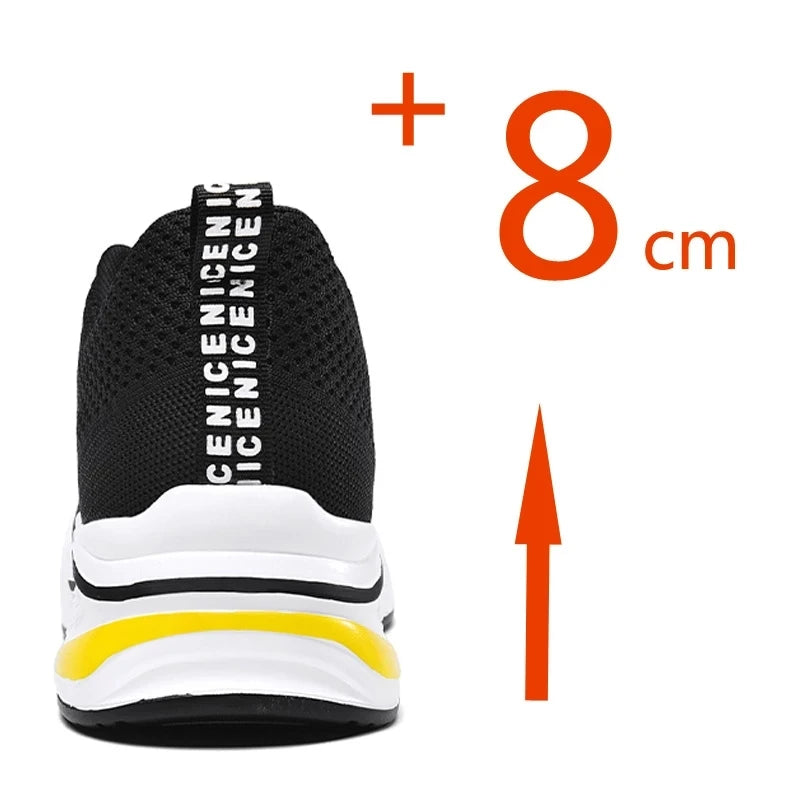 YEINSHAARS Men Heightening Shoes Elevator Shoes Height Increase Shoes for Men Casual Height Shoes Insole 8CM Black Shoes