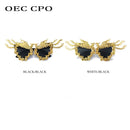 OEC CPO Fashion Party Dragon And Phoenix Sunglasses Women New Unique Colorful Gold Punk Sun Glasses Female Eyeglasses O992