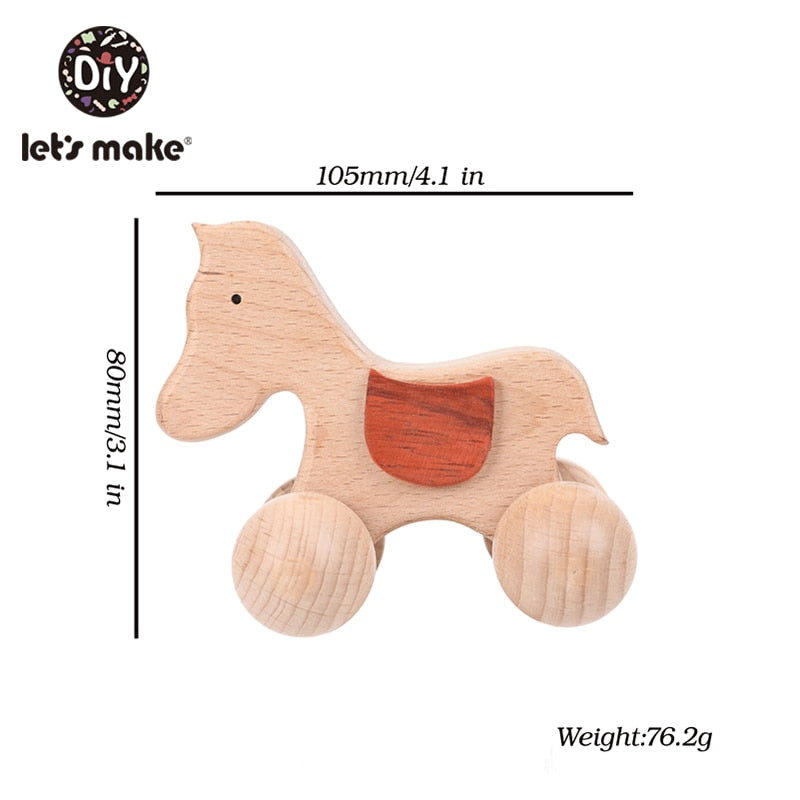 Let's Make Wooden Baby Toys 0 12 Month 1PC Toys For Babies Beech Car Hedgehog Elephant Educational Infants Developmental Newborn