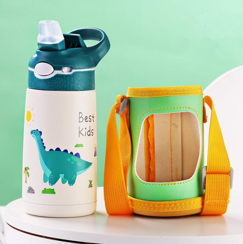 400ML Children Thermos Water Bottle Kids Thermos Mug Baby Duck Billed Straw 316 Stainless Steel Vacuum Flasks Tumbler Thermo Cup