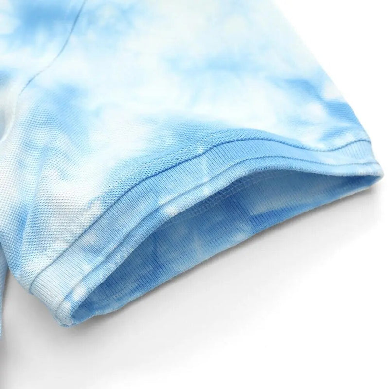 SIMWOOD 2023 summer new polo shirt men fashion tie dyed artful effect 100% cotton plus size brand clothing SJ130176