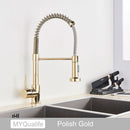 Brushed Gold Kitchen Sink Faucet One Handle Spring Hot and Cold Water Tap Deck Mounted Bathroom Kitchen Crane