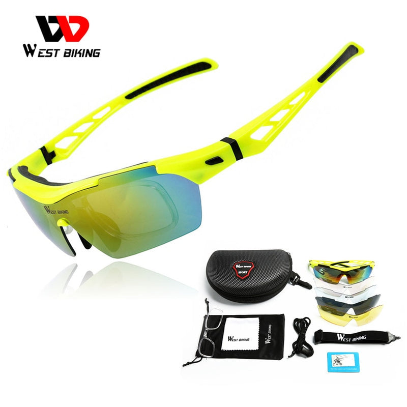 WEST BIKING Cycling Sunglasses Polarized 5 Lens Windproof Anti-fog Mypia Frame Sport MTB Bike Bicycle Eyewear Cycling Glasses