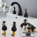 Gold Faucets Bathroom Golden Widespread Faucet Double Cystal Handle Three Hole Wash Basin Tap Hot Cold Mixer ELF1516G