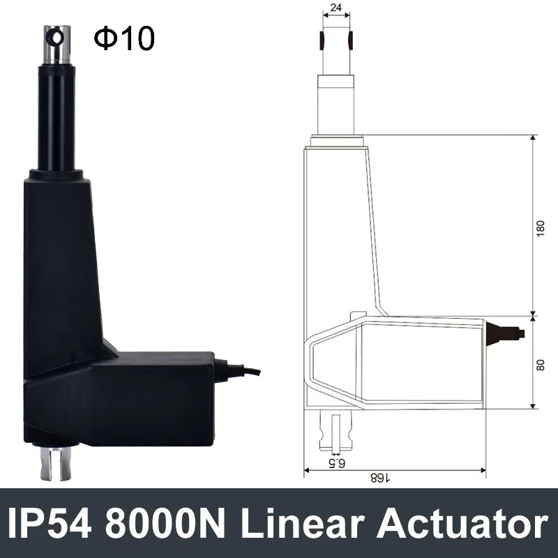 Electric Linear Actuator DC24V 8000N 800kg Load TV Lift Colume 100mm 300mm 500mm Stroke IP54 Waterproof 304 Stainless Steel Pipe