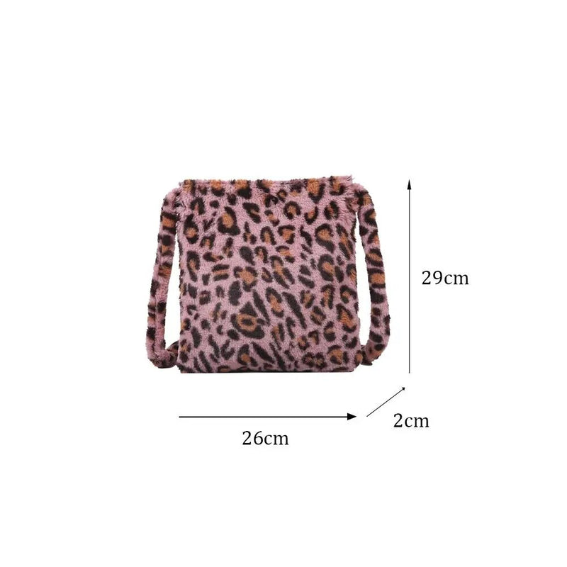 Leopard Plush Shoulder Bags for Women's Autumn And Winter Fashion ladies Vintage Handbags Women Large Capacity Messenger Bags