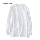 MOINWATER New Thick Cotton Long Sleeve Tees Tops for Women Streetwear Female Autumn Spring Oversized T shirts Grey White MLT2109