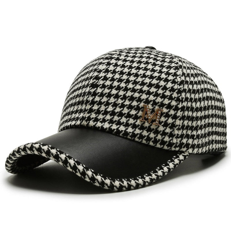 FS 2023 British Plaid Baseball Hats For Men Luxury Designer Brand Women Cap Brown Houndstooth Bone Trucker Hat Casquette Homme