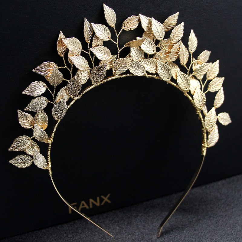 Hand woven Hairband Leaf Pearl Headbands For Women Bride Crown Tiara Wedding Hair Accessory