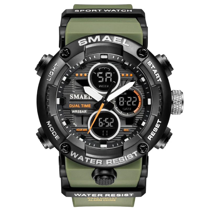 SMAEL Sport Watch Men Waterproof LED Digital Watches Stopwatch Big Dial Clock For Male 8038 relogio masculino Men Watches Quartz