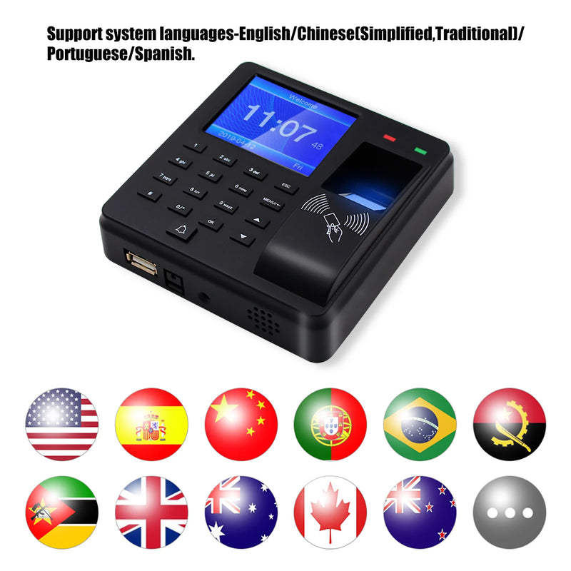 Access Control Time Attendance Machine Fingerprint/Password/ID Card Recognition Time Clock Employee Checking-in Recorder