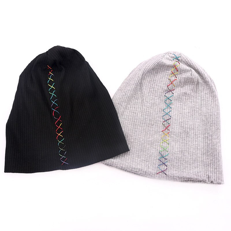 Soft colorful ribbon cotton ribbed hats for women hat 2020 New Spring Winter Slouchy hats ladies Girls Skullies Beanies Gorros