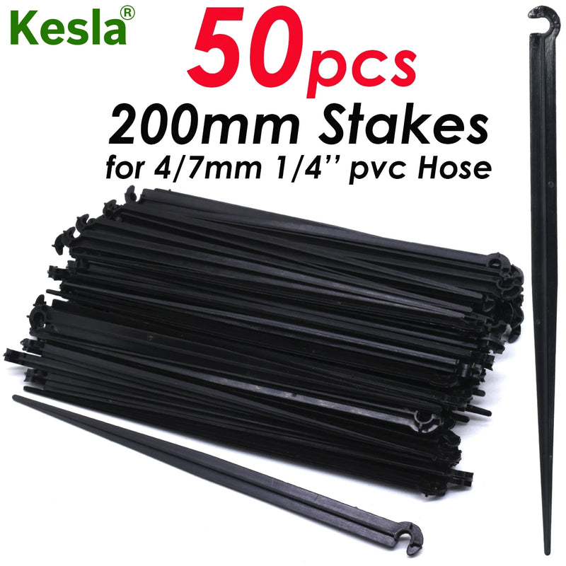 KESLA 50PCS 11cm 20cm 1/4'' Fixed Stake Support Holder for 4/7mm Watering PVC Hose DrIp Irrigation Home Garden Flowerpot Fitting