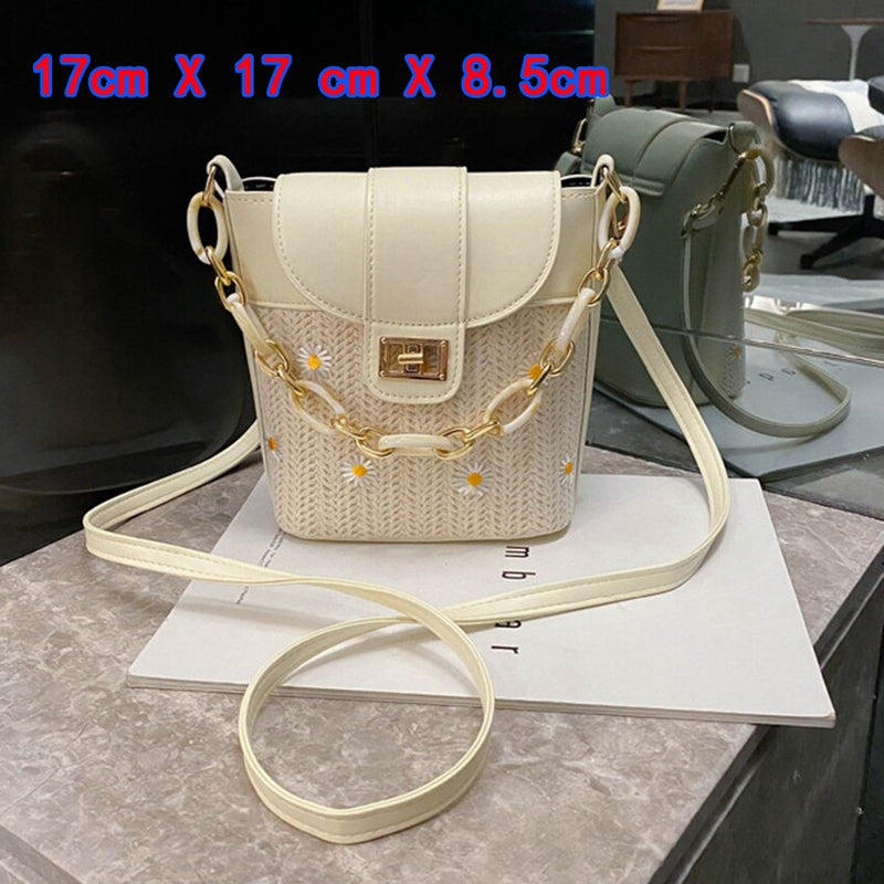 Small Straw Bucket Bags For Women 2020 Summer Crossbody Bags Lady Travel Purses and Handbags Female Shoulder Messenger Bag