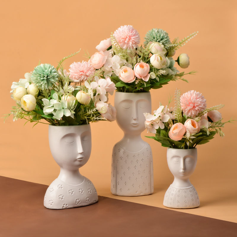 Nordic Home Decoration Resin Vase Sculpture Statue Figure Flower Pot Room Decoration Flower Arrangement Creative Crafts