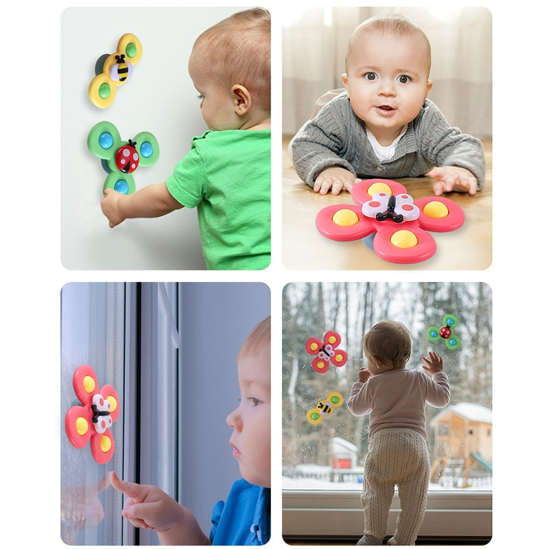 3pcs Cartoon Insect Fidget Spinner Baby Rattle Toys ABS Colorful Gyro Toy Relief Stress Fingertip Toys For Children Adults Gifts