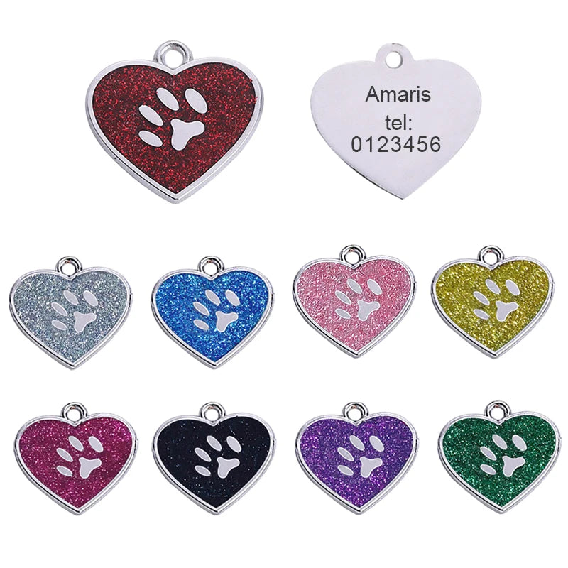 Customized Pet ID Tag Heart-shaped Tag Collar Cat Name Pendant Personalized Engraved Dog Pendant Nameplate Tag Collar Accessory