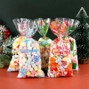 100Pcs Christmas Transparent Plastic Bags for Candy Lollipop Cookie Packaging Cellophane Bag Christmas Wedding Birthday Gift Bag