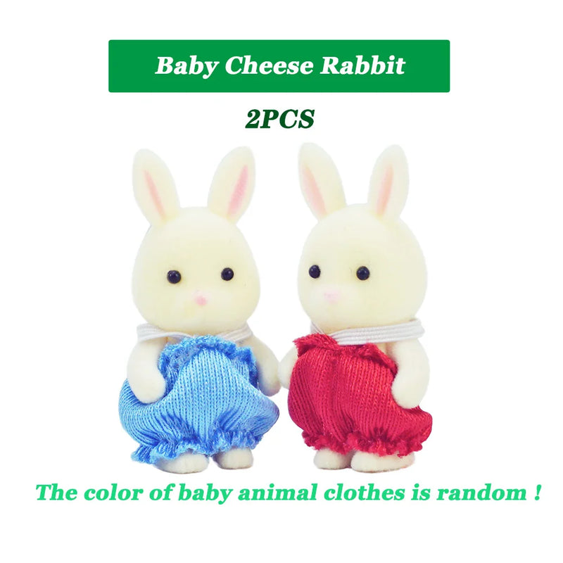 Easter Bunny Simulation Forest Animal Baby Toys Rabbit Family Dolls Dollhouse Figures Collectible Toy  4.5cm Furniture Set Gift