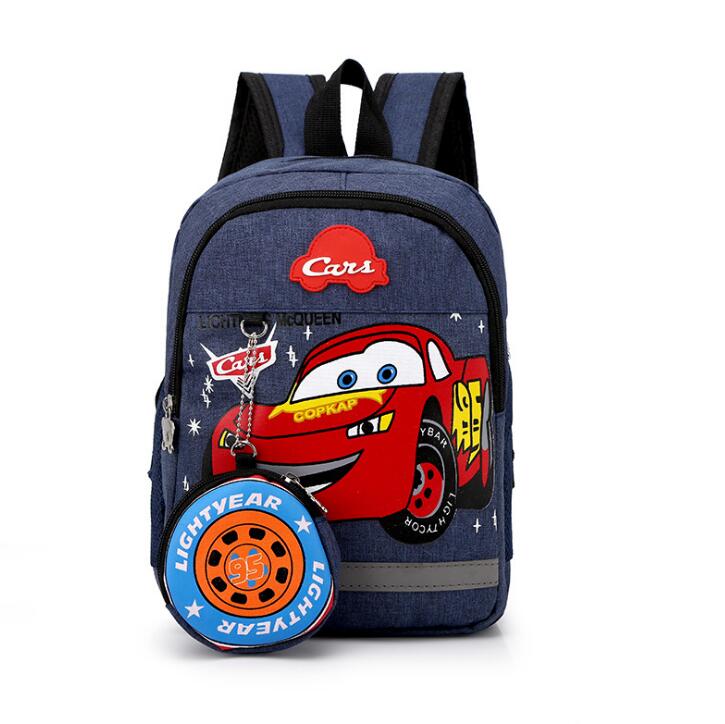 Disney 2020 new kindergarten lovely backpack+purse coin boy bag 95 car children boy bag for school