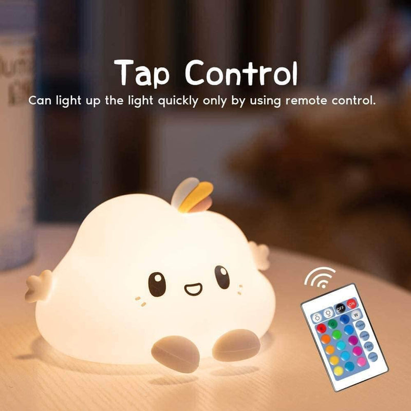 Cloud Kids Night Light Soft Silicone Portable Baby Girls Nursery Toddler Lamp Remote Control LED Nightlight for Children Babies