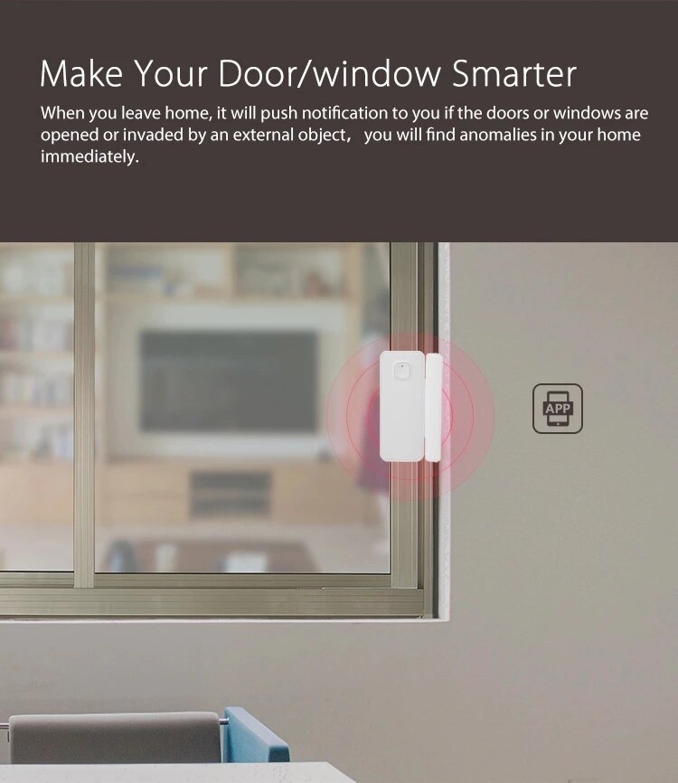 Tuya Smart WiFi Door Window Sensor Detector App Notification Home Security Alarm