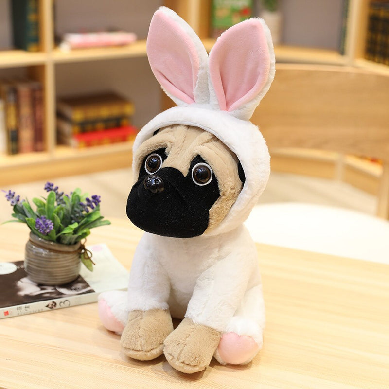 20/35cm PUG Dog Cute Animal Dogs Cos Cosplay Dinosaur Rabbit Elephant Lion Sheep Leopar Stuffed Dolls Kids Birthday X-mas Gifts
