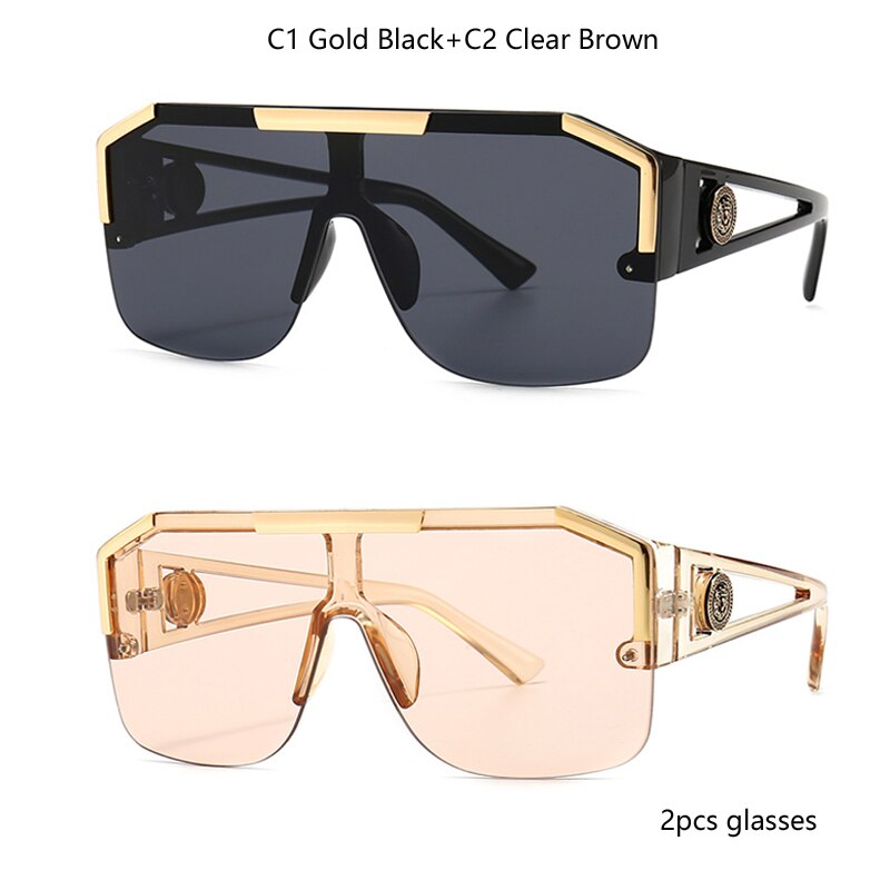 2021 New Fashion Oversized Square Sunglasses Men Retro Gradient Trendy Driving Brand Design Sun Glasses Wholesale Dropship UV400